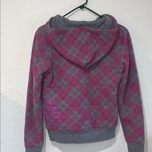 Volcom purple and grey stripped zip up